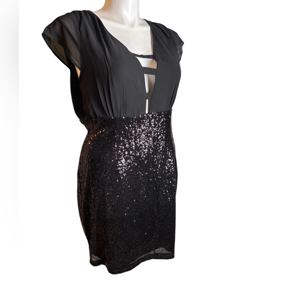 Katia 2XL Black Sequin Dress Cocktail Sexy Short After 8 LBD Versatile NWOT - Picture 3 of 8